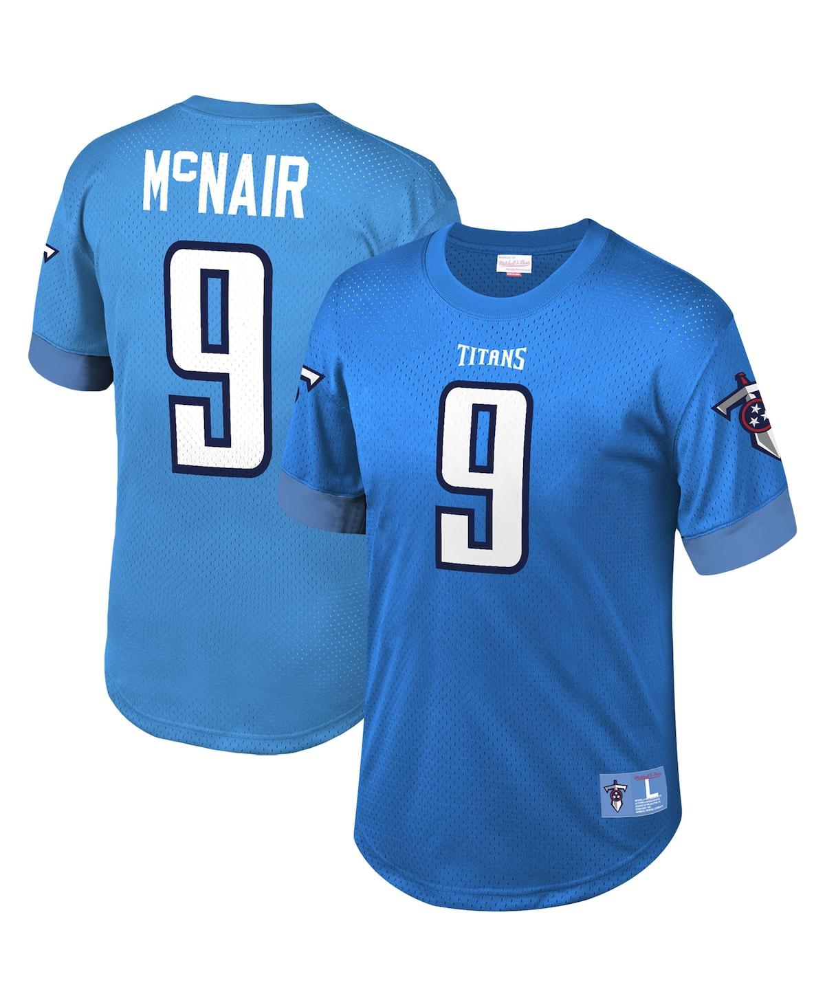 MITCHELL & NESS MEN'S MITCHELL & NESS STEVE MCNAIR LIGHT BLUE TENNESSEE TITANS RETIRED PLAYER NAME AND NUMBER MESH T