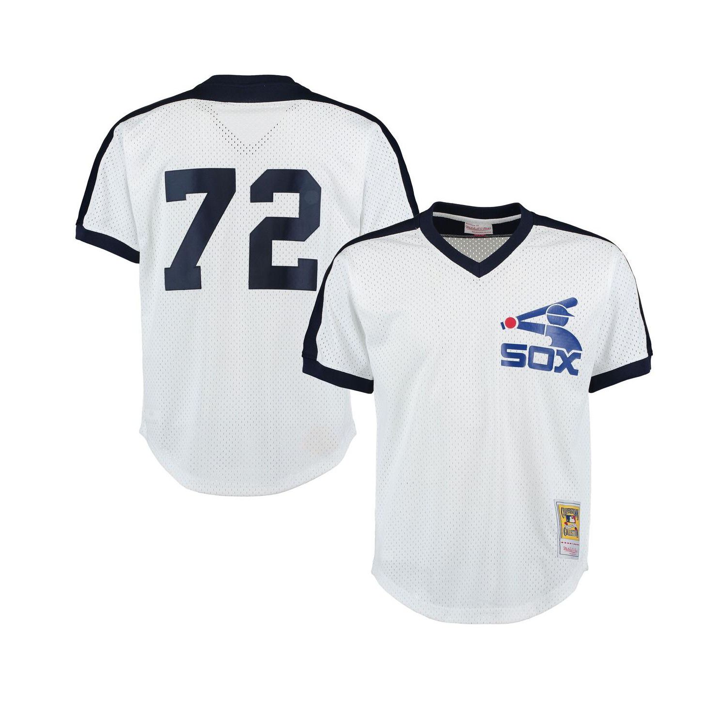 Men's Carlton Fisk White Chicago White Sox Cooperstown Mesh Batting Practice Jersey