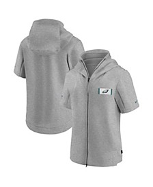 Men's Heathered Gray Philadelphia Eagles Sideline Showout Short Sleeve Full-Zip Hoodie Jacket
