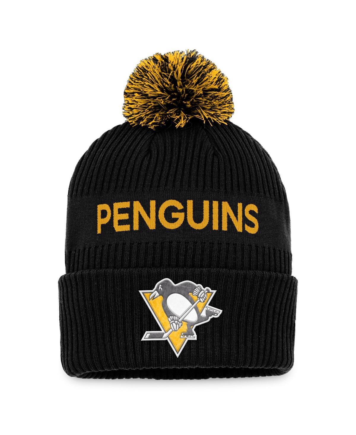 Shop Fanatics Men's  Black, Yellow Pittsburgh Penguins 2022 Nhl Draft Authentic Pro Cuffed Knit Hat With P In Black,yellow