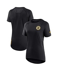 Women's Branded Black Boston Bruins Authentic Pro Rink Raglan Tech T-shirt