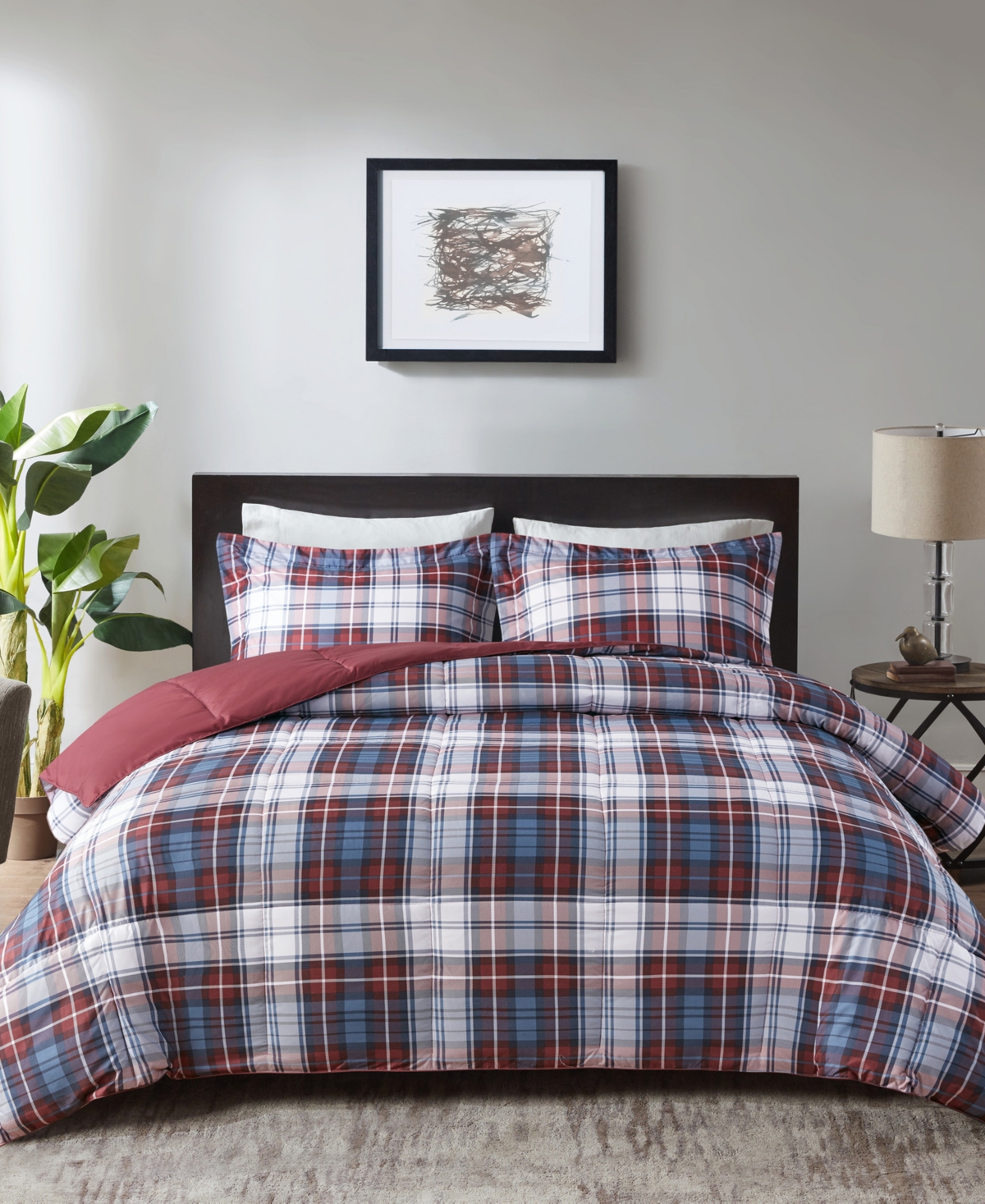 Madison Park Essentials Parkston Reversible 3-pc. Comforter Set, King/california King In Red