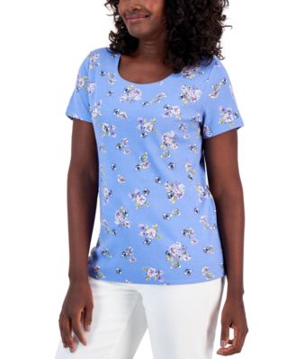 Karen Scott - Women's Bee Mine Printed Scoop-Neck Top