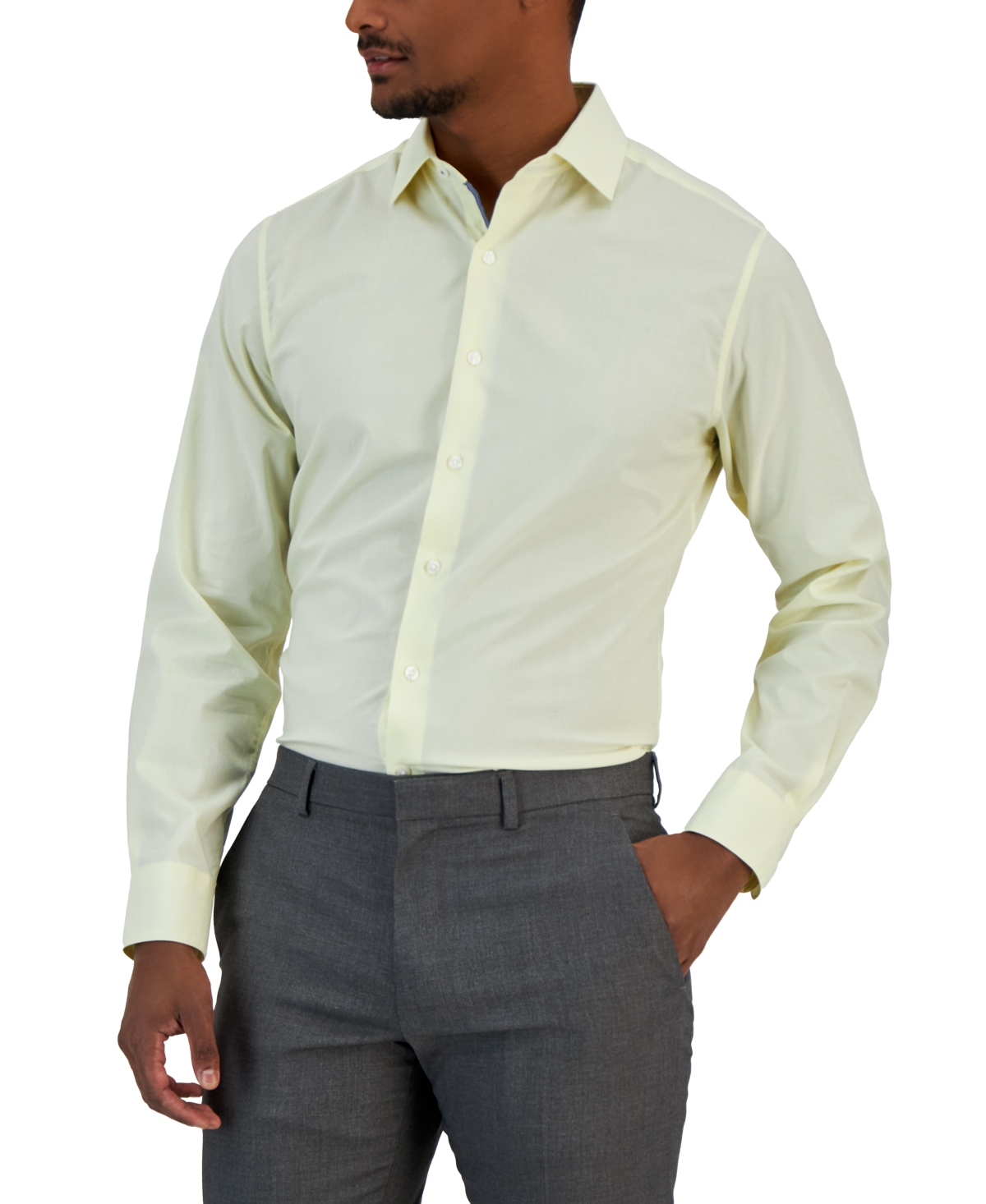 Bar Iii Men's Slim Fit Chambray Dress Shirt, Created For Macy's In Yellow