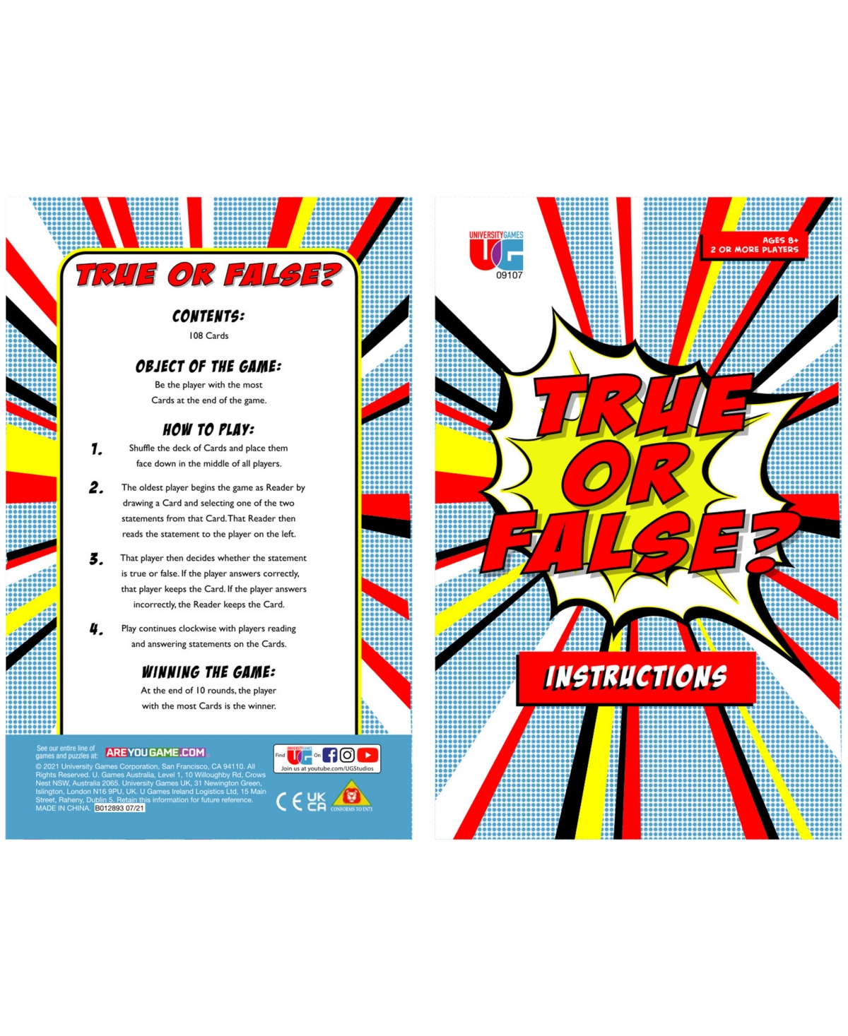 University Games True Or False Tin Set, 109 Piece In Multi Color