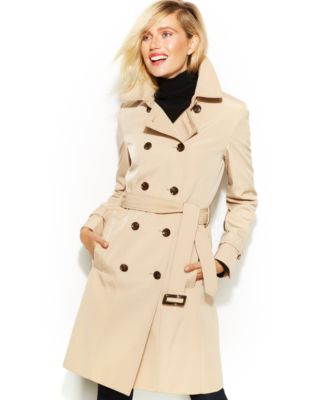 Calvin Klein Double-Breasted Belted Trench Coat - Coats - Women - Macy's