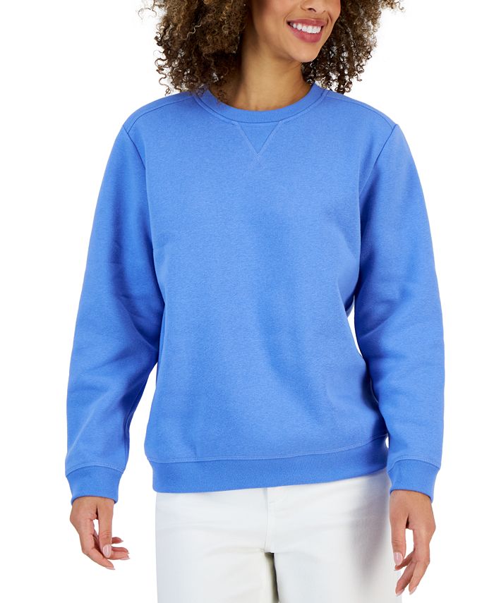 Karen Scott Crew Neck Fleece Sweatshirt, Created for Macy's & Reviews ...