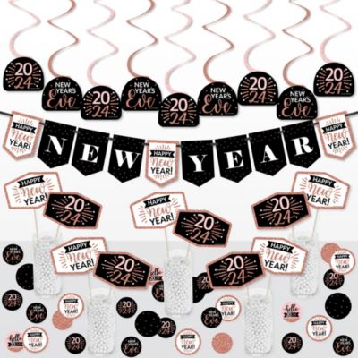 Big Dot of Happiness Rose Gold Happy New Year 2024 Party Supplies Kit ...