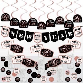 Big Dot of Happiness Rose Gold Happy New Year 2024 Party Supplies Kit ...
