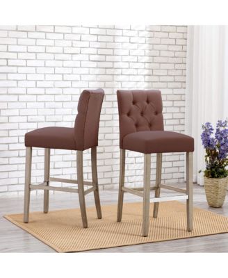 Linen Fabric Tufted Bar Stool (Set of 2)