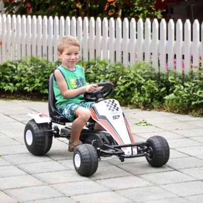 Pedal Go Kart Children Ride on Car w/ Adjustable Seat Plastic Wheel
