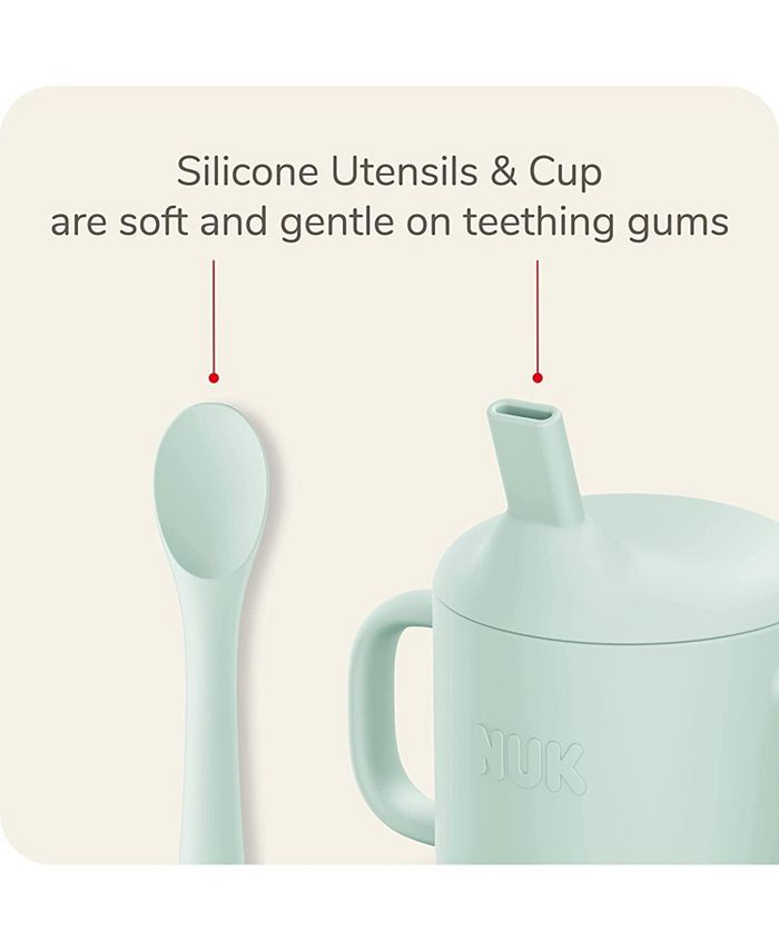 NUK 4 Piece Silicone Baby Tableware Set, Plate, Bowl, Cup and Spoon