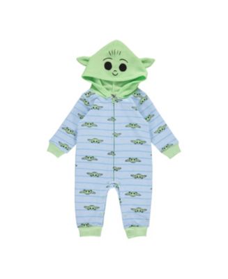 Happy Threads Baby Boys Yoda Long Sleeve Printed Hooded Jumpsuit