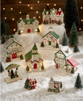 Christmas Tree Lighted House Figurine