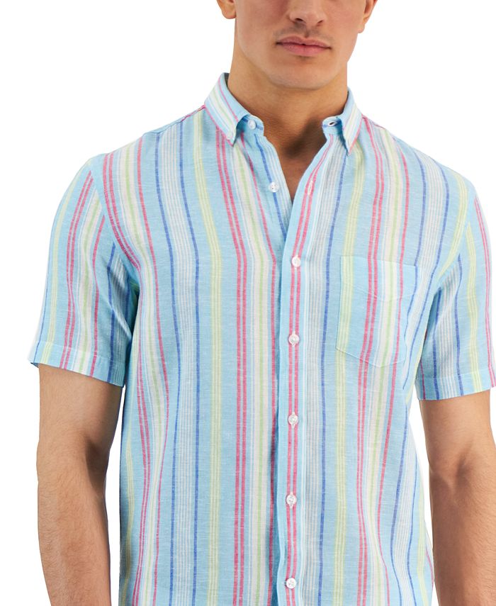 Club Room Men's Bay Classic-Fit Textured Stripe Button-Down Shirt - Macy's