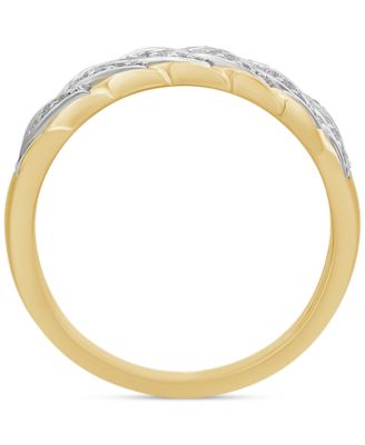 Men's Diamond Chain Link Style Band (1/5 ct. t.w.) in Sterling Silver & 14k Gold-Plate