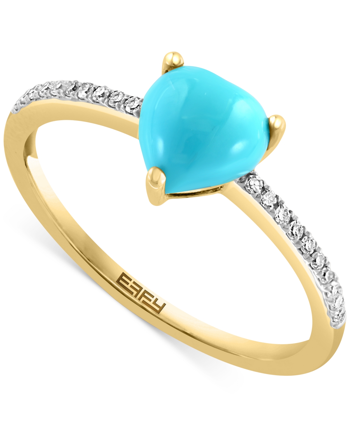 Effy Collection Effy Turquoise & Diamond (1/10 Ct. T.w.) Heart Ring In 14k Gold
