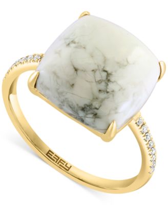 EFFY Collection - Howlite & Diamond (1/20 ct. t.w.) Statement Ring in 14k Gold