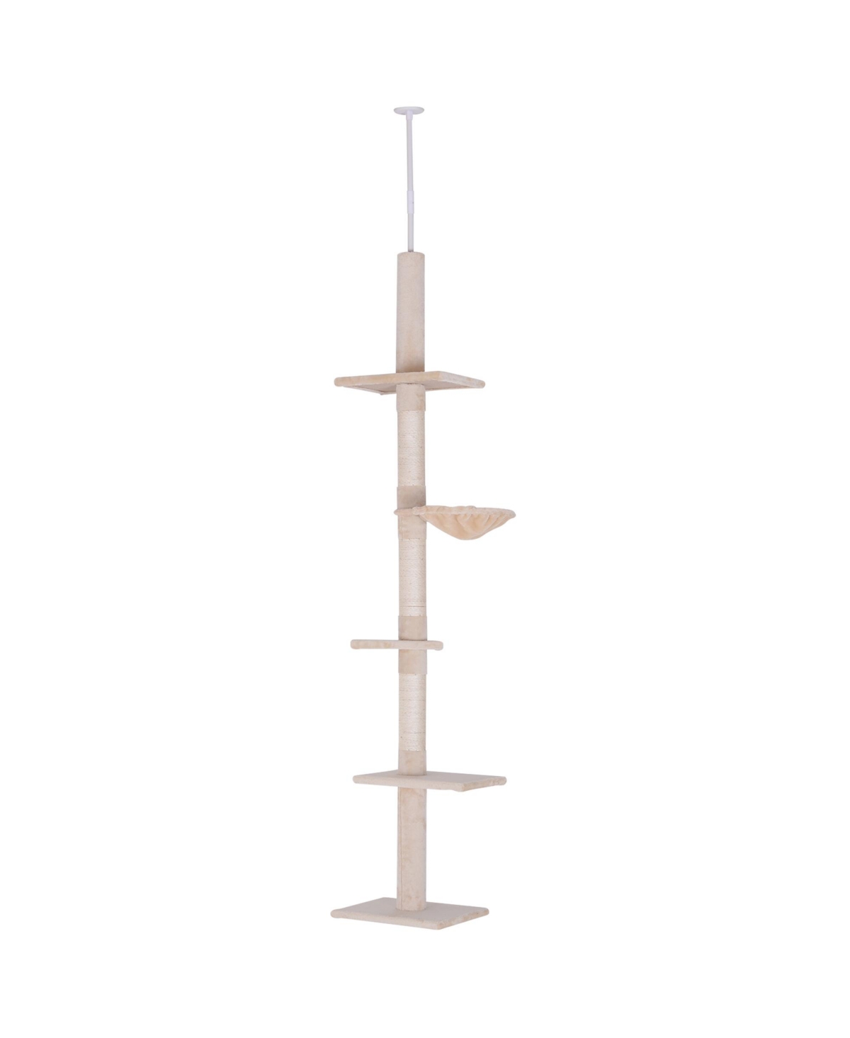 Height Adjustable Cat Activity Tower 3 Sisal Scratching Areas, Beige - Beige/ Khaki