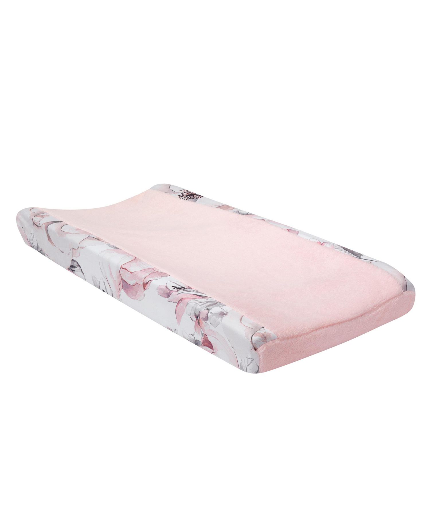 Signature Botanical Baby Pink/Gray Floral Minky Changing Pad Cover