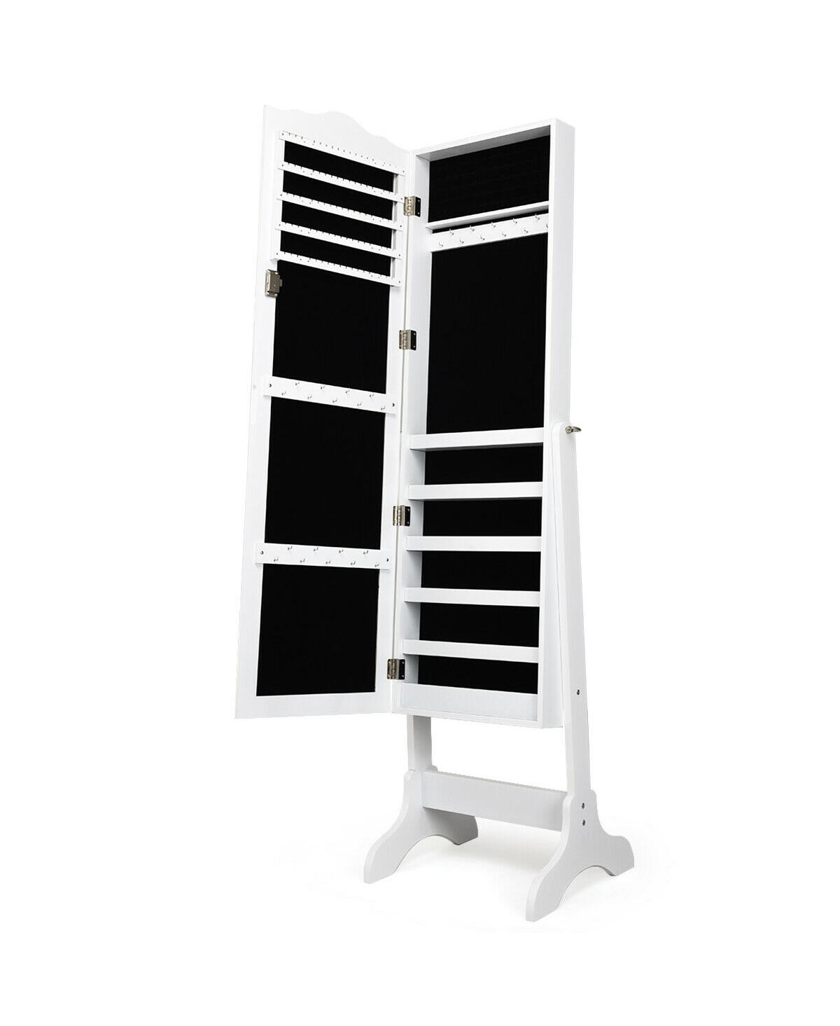 Mirrored Jewelry Cabinet Organizer Storage Box White - White