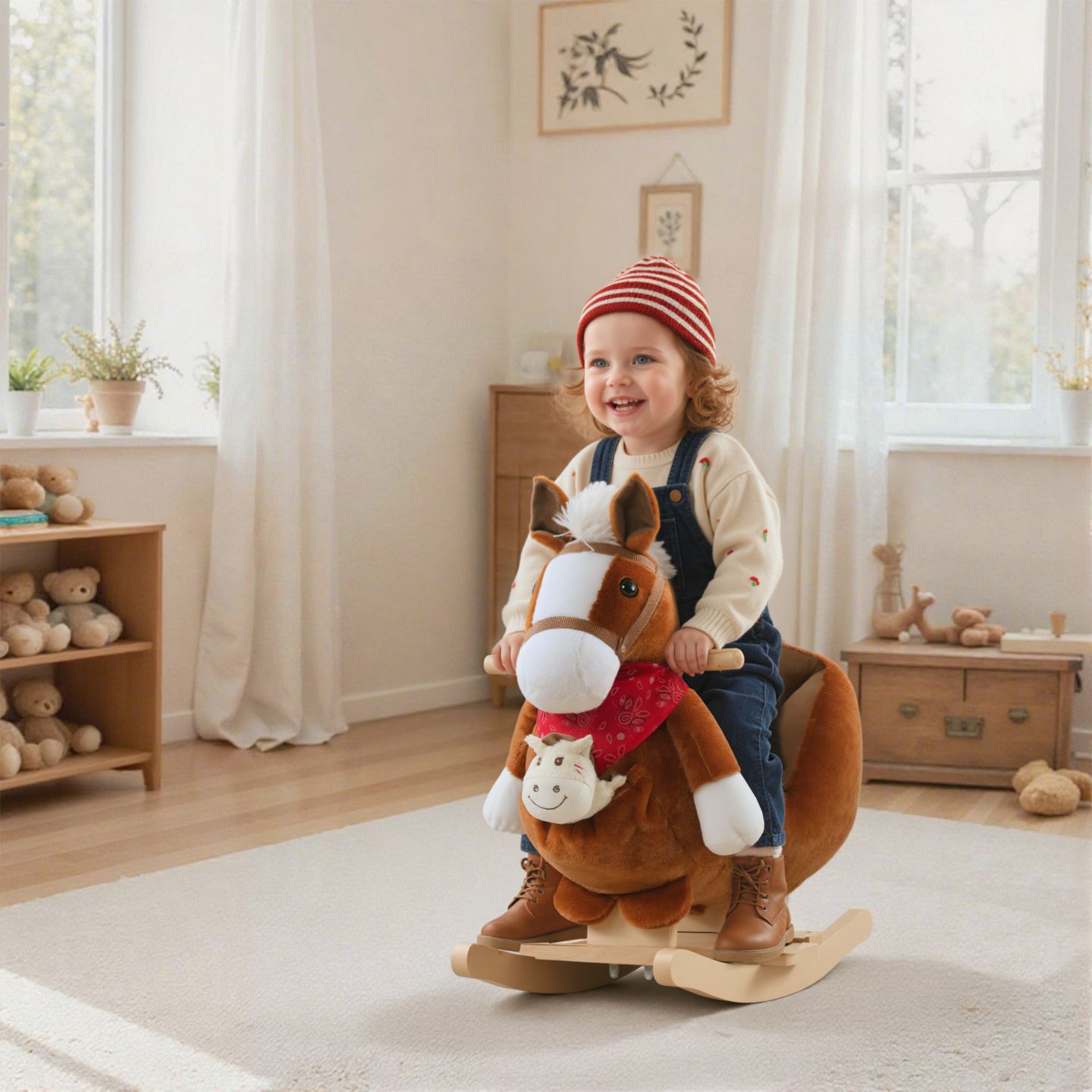 Детская мягкая игрушка Qaba Kids Plush Rocking Horse with Lullaby, Ages 18-36 Months — фото 9