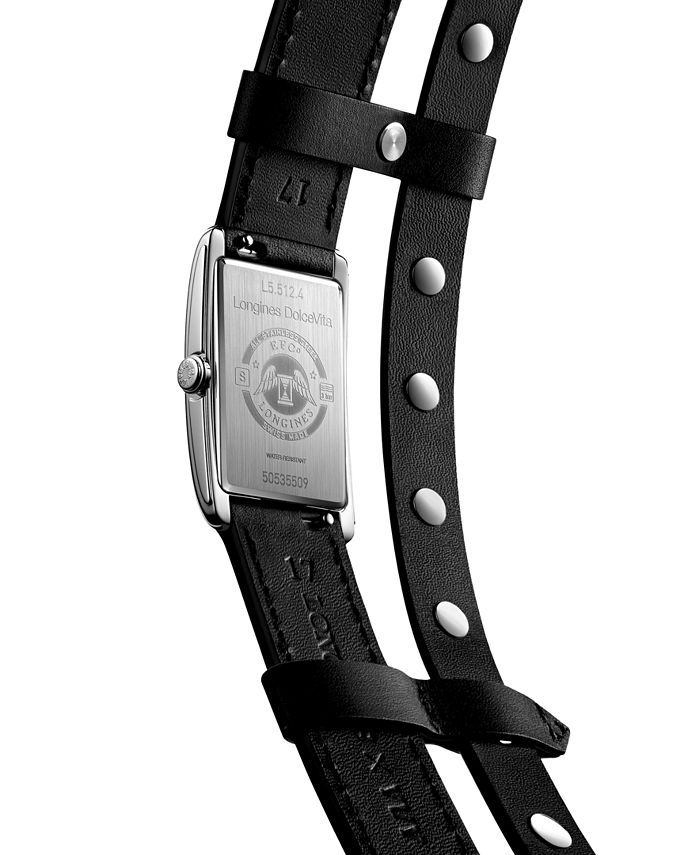 Longines Women's Swiss DolceVita Black Double Leather Strap Watch 23x37mm Macy's