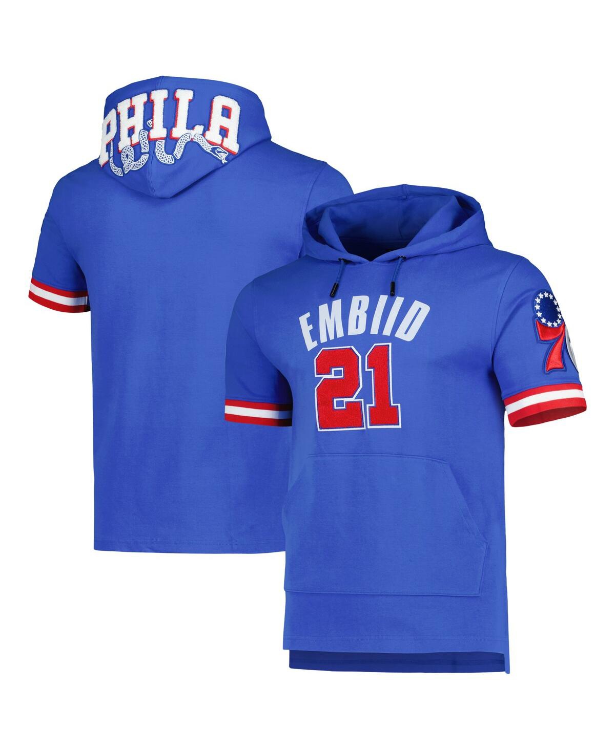 Shop Pro Standard Men's  Joel Embiid Royal Philadelphia 76ers Name And Number Short Sleeve Pullover Hoodie