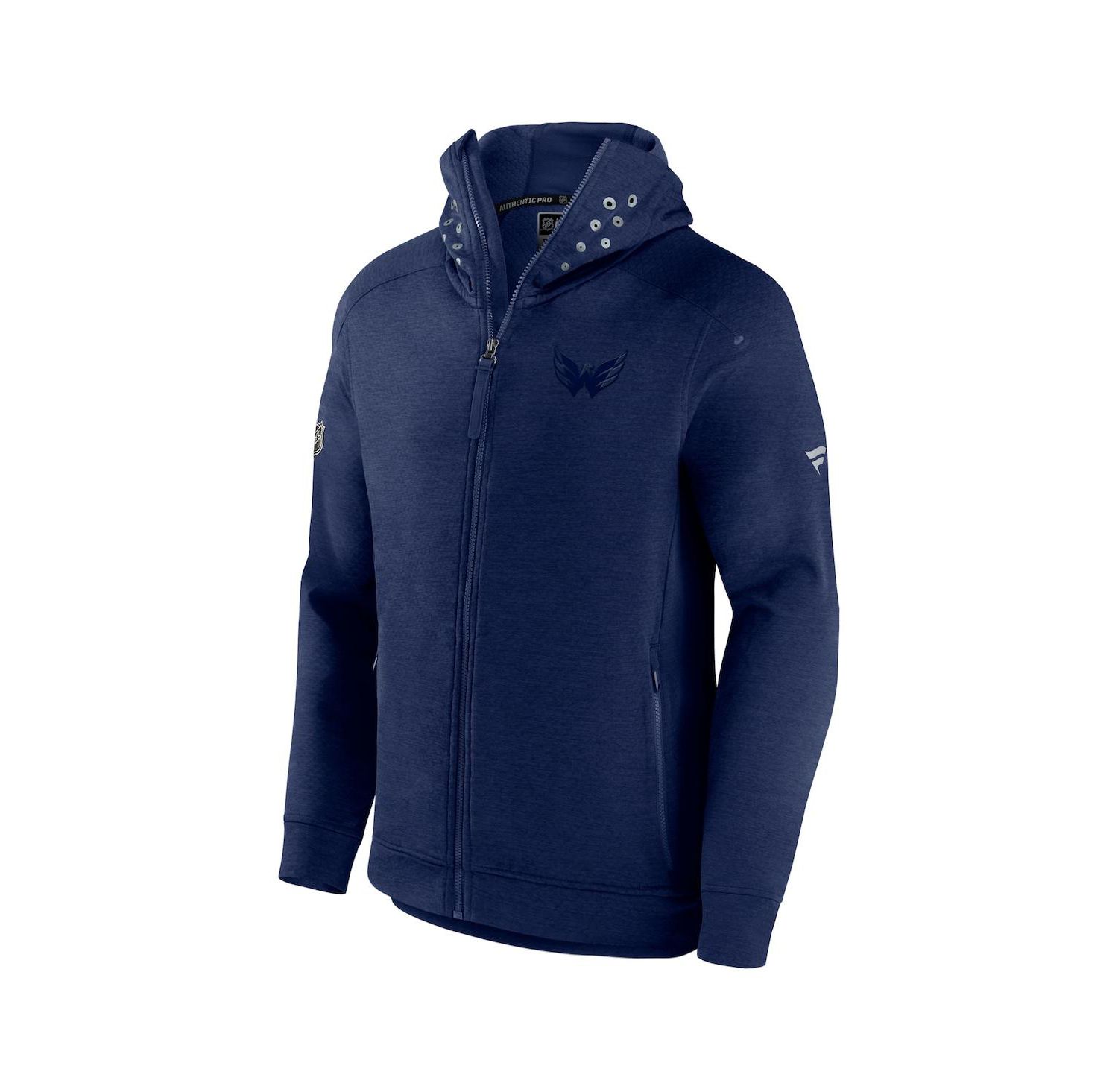 Men's Heather Navy Washington Capitals Authentic Pro Road Tech Full-Zip Hoodie Jacket