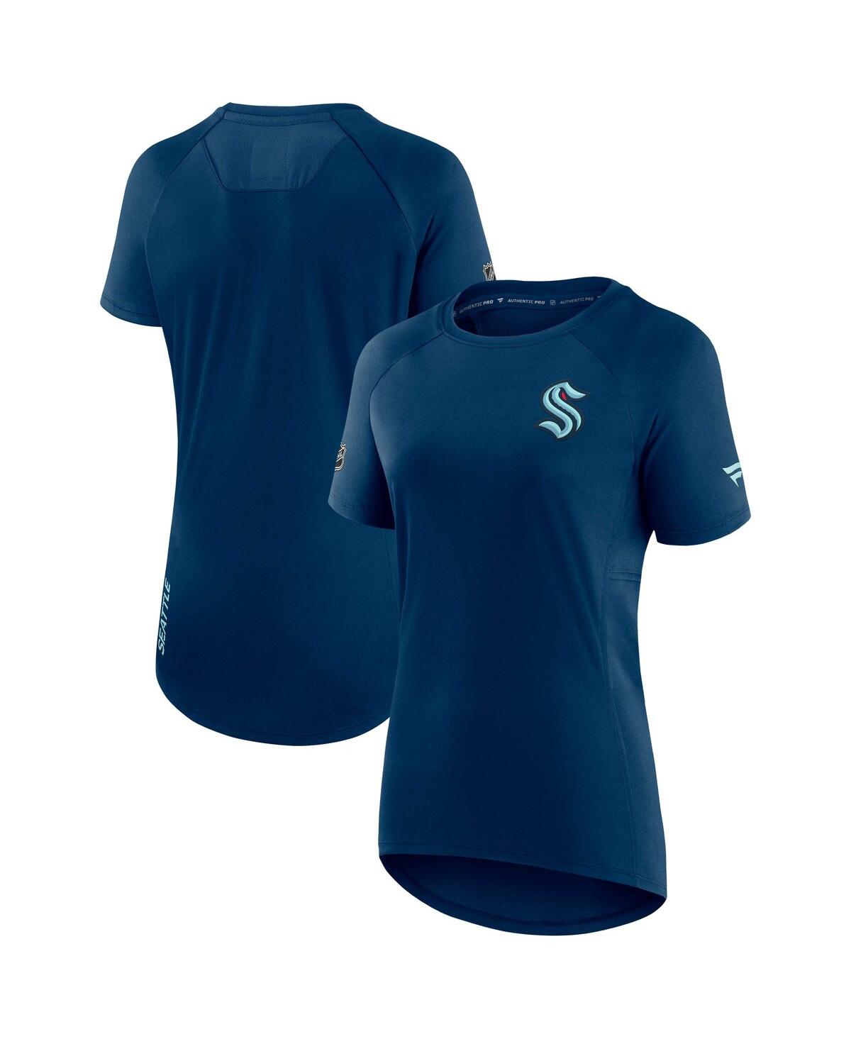 Fanatics Branded Deep Sea Blue Seattle Kraken Authentic Pro Rink Raglan Tech T-shirt In Deep Sea Blue
