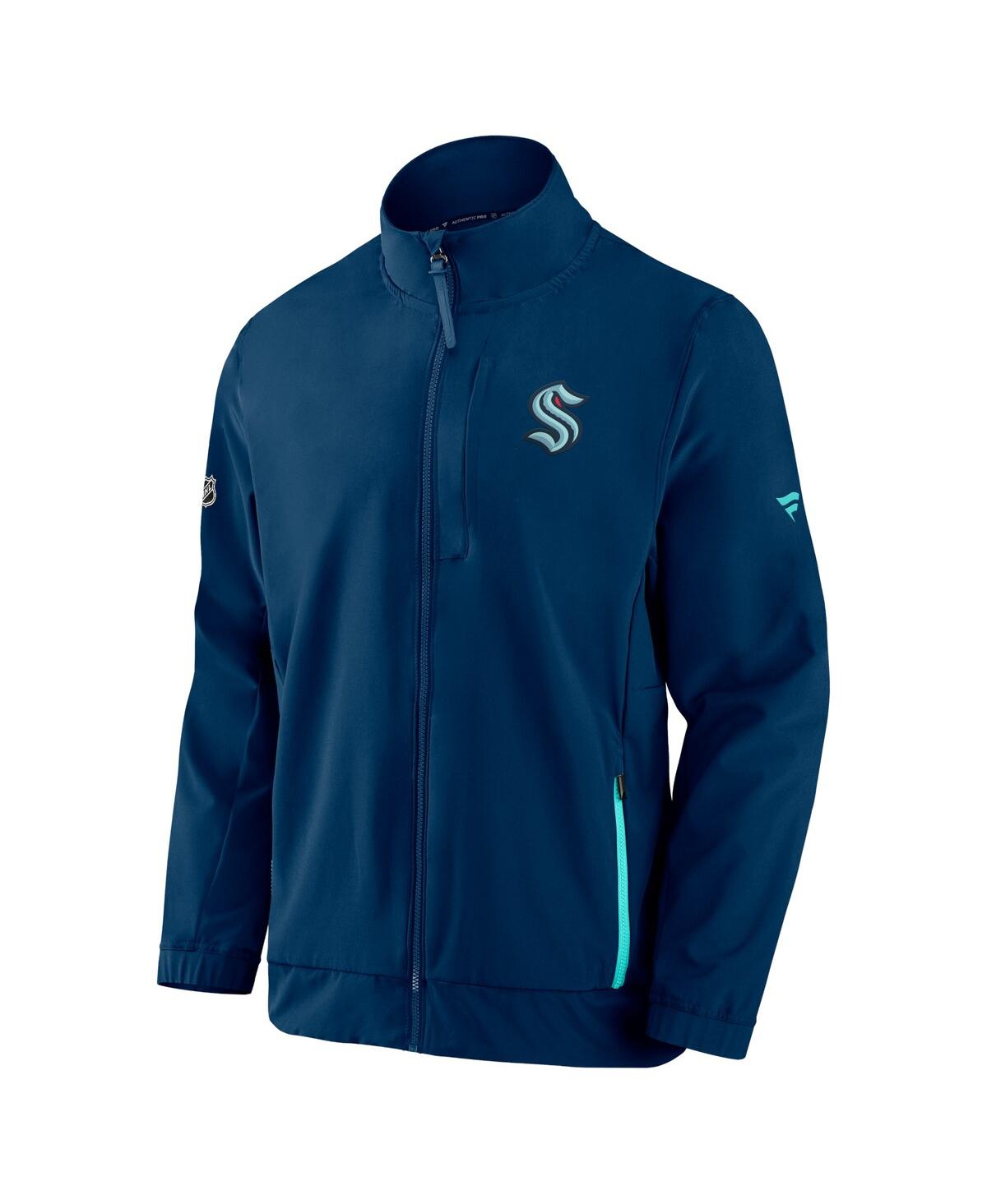 Shop Fanatics Men's  Deep Sea Blue Seattle Kraken Authentic Pro Rink Coaches Full-zip Jacket