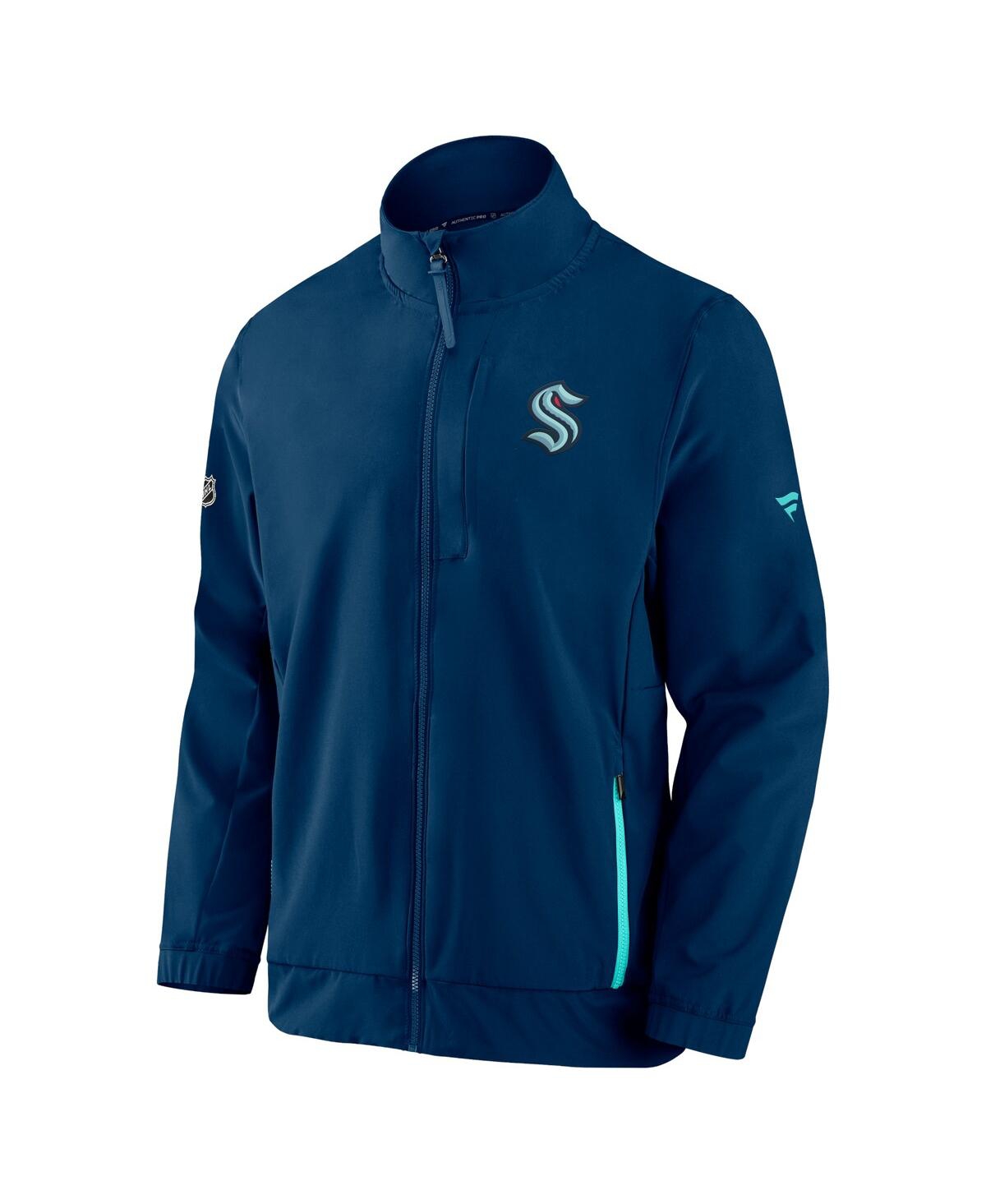 Men's FanaticsSeattle Kraken Authentic Pro Rink Coaches Full-Zip Jacket - Deep Sea Blue