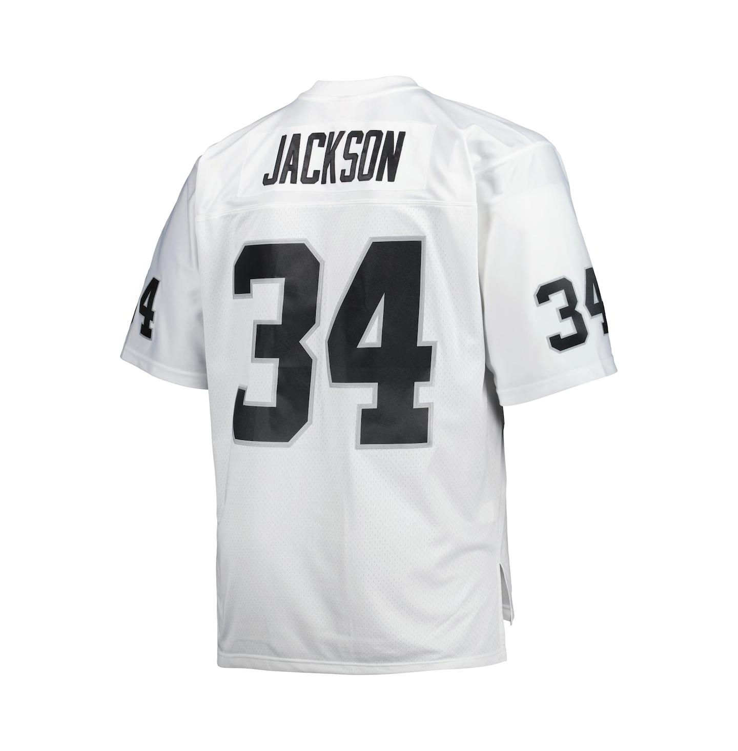 Мужской топ Mitchell & Ness Bo Jackson White Las Vegas Raiders Big and Tall 1988 Retired Player Replica Jersey — фото 2