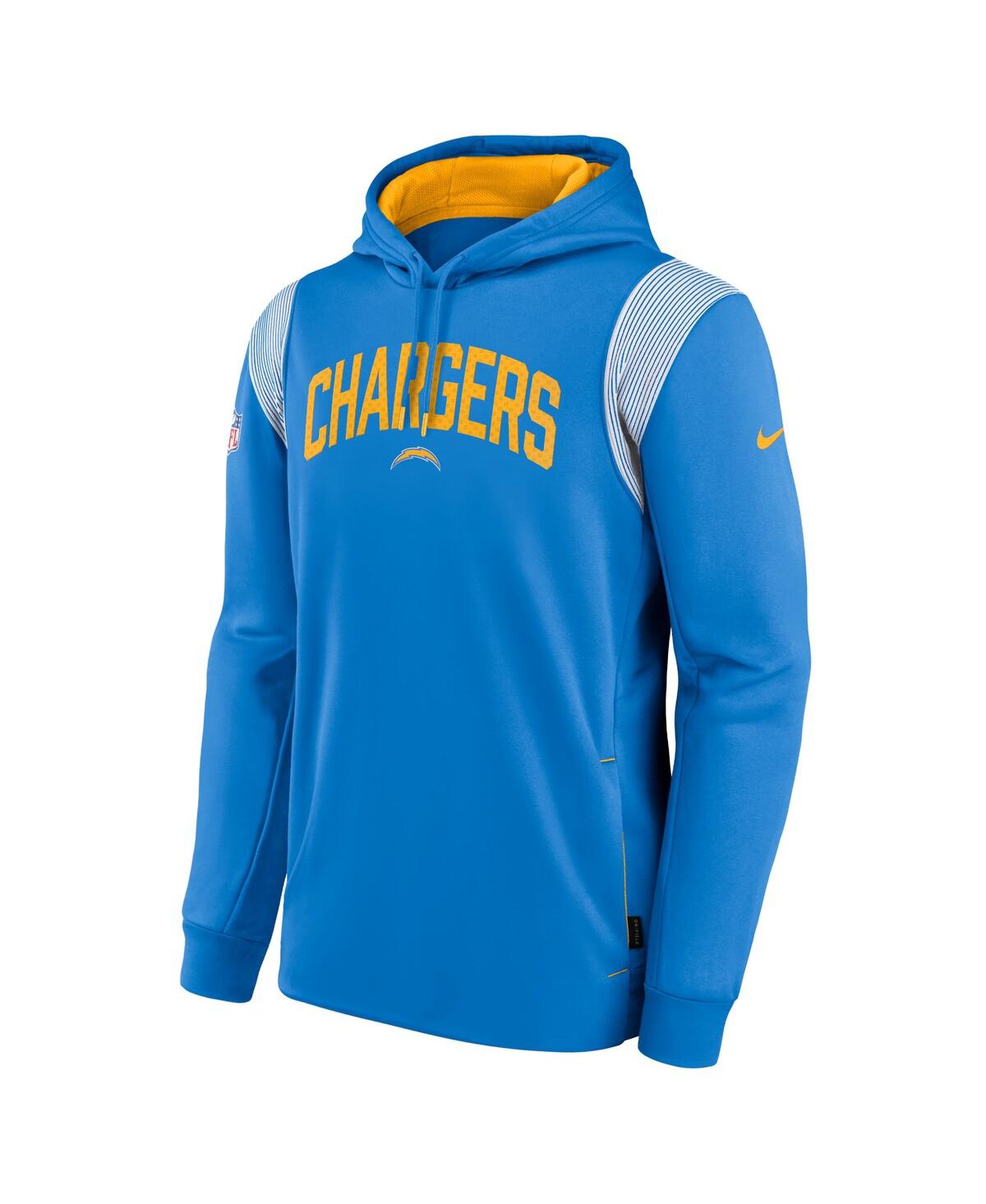Men's NikeLos Angeles Chargers Sideline Athletic Stack Performance Pullover Hoodie - Powder Blue