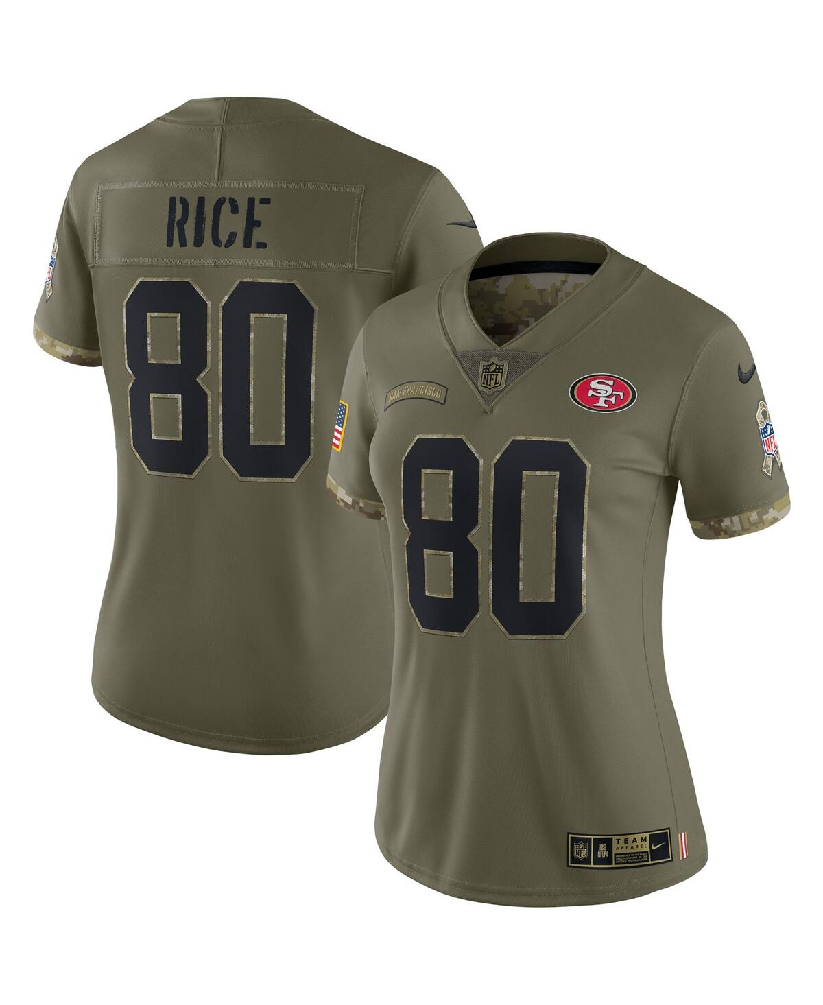 Women's Nike Jerry Rice Olive San Francisco 49ers 2022 Salute To Service Retired Player Limited Jersey