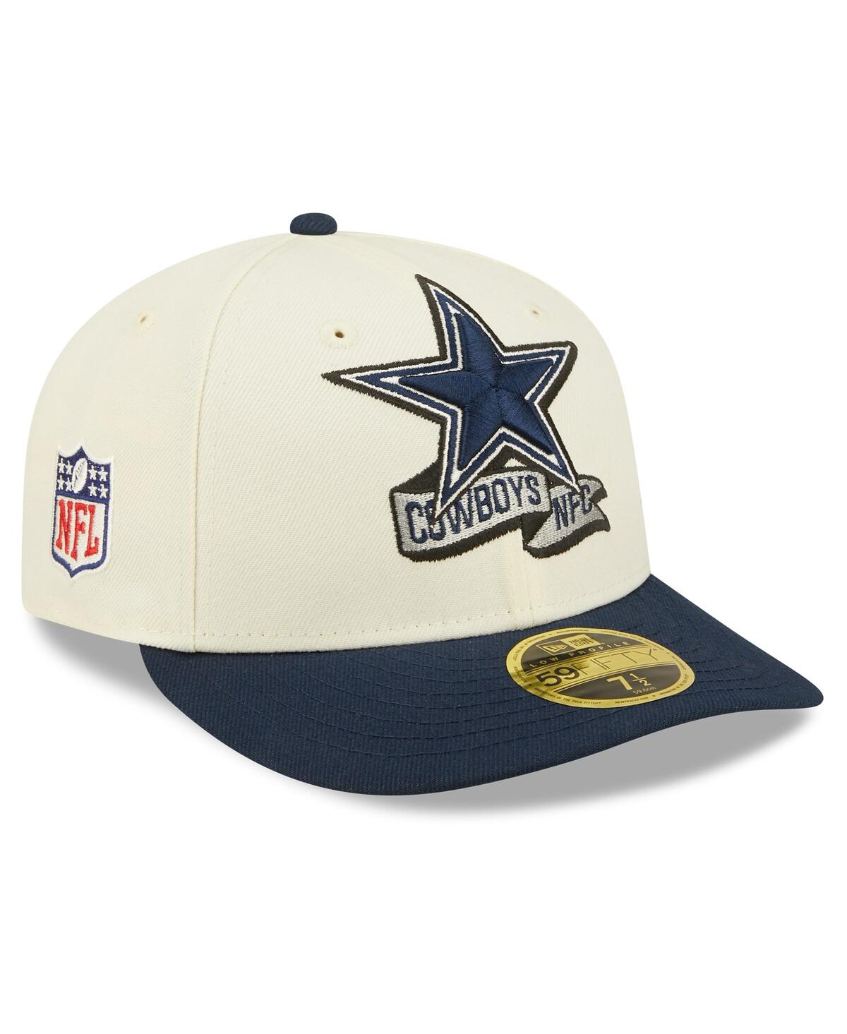 New Era Men's  Cream, Navy Dallas Cowboys 2022 Sideline Low Profile 59fifty Fitted Hat In Cream,navy