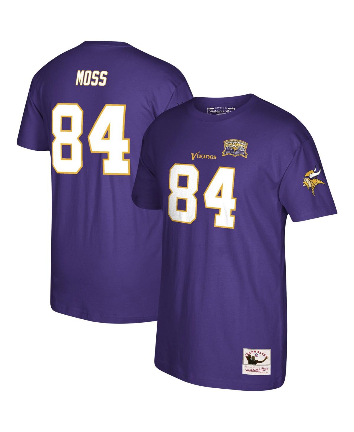 Men's Mitchell & Ness Randy MossMinnesota Vikings 40th Anniversary Retired Player Name and Number T-shirt - Purple