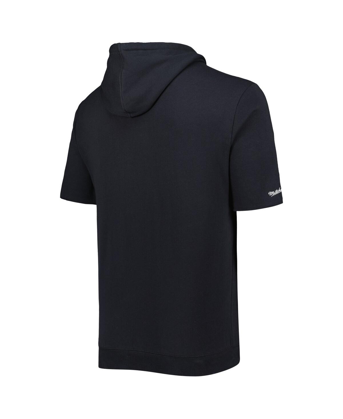 Men's Mitchell & NessSan Francisco Giants Cooperstown Collection Washed Fleece Pullover Short Sleeve Hoodie - Black