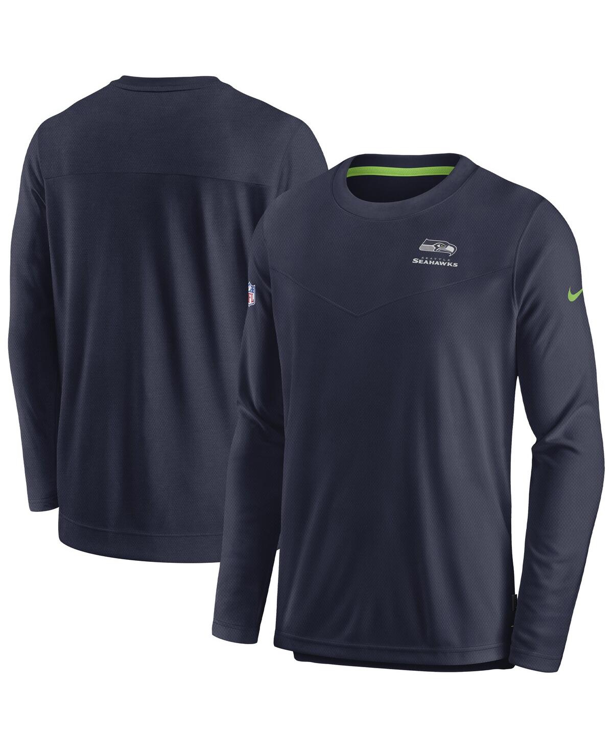 Nike Men's College Navy Seattle Seahawks Sideline Player Uv Performance Long Sleeve T-shirt In College Navy