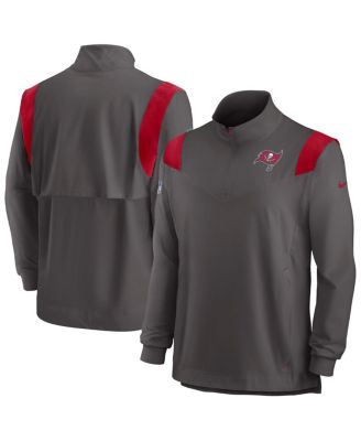 Men's Pewter Tampa Bay Buccaneers Sideline Coach Chevron Lockup Quarter-zip Long Sleeve Top