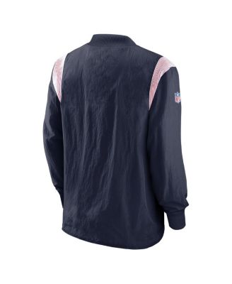 Men's Navy New England Patriots Sideline Athletic Stack V-neck Pullover Windshirt Jacket