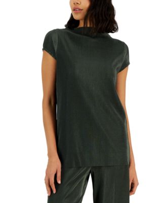 Alfani - Women's Pleated Short-Sleeve Top, Created for Macy's
