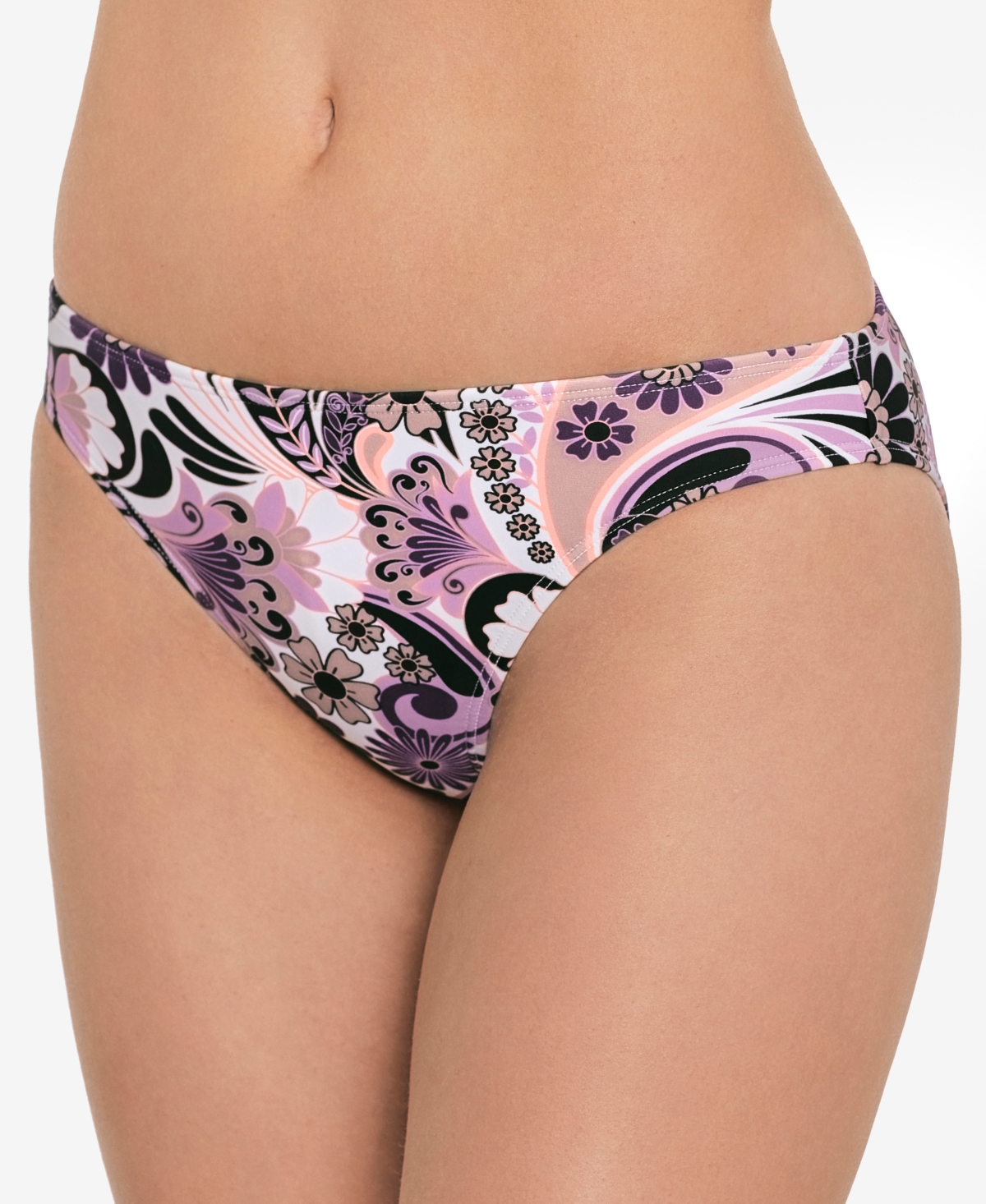 Salt + Cove Juniors' Cinched-Back Hipster Bikini Bottoms, Created For Macy's - Swirl  Twirl Taupe