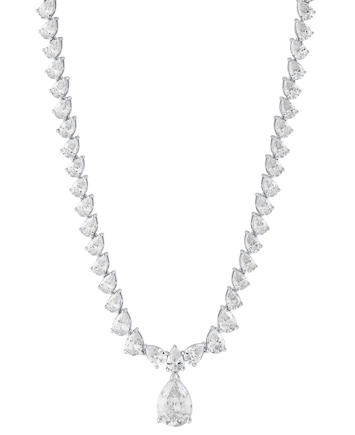 Cubic Zirconia Fancy 18" Collar Necklace in Sterling Silver - Sterling Silver