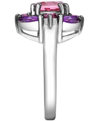 Multi-Gemstone Cluster Ring (3-7/8 ct. t.w.) in Sterling Silver