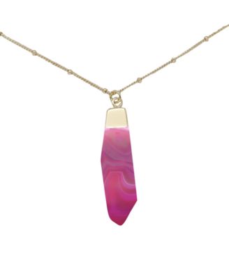 Charged Stone Pendant Necklace - Pink Agate