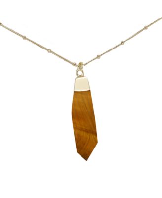 Charged Stone Pendant Necklace - Tigers Eye 30$