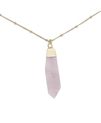Charged Stone Pendant Necklace - Rose Quartz 40$