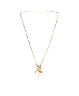 Charged Stone Pendant Charm Necklace - Rose Quartz 45$
