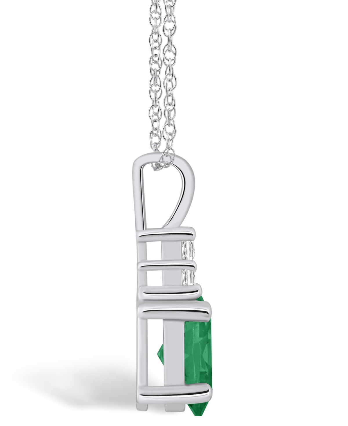 Macy's Emerald (1-1/5 Ct. t.w.) and Diamond (1/10 Ct. t.w.) Pendant Necklace
